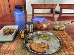 my typical saturday morning breakfast. if i sat at the table long enough, food continued to appear. hyderabad, india. march 2015.