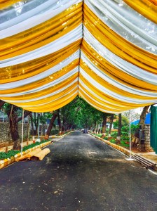 wedding decorations in the process of going up. hyderabad, india. march 2015.