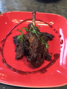 pork ribs starter at monkey bar. bangalore, india. march 2015.