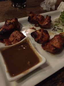 flaming chicken starter at arbor. bangalore, india. march 2015.