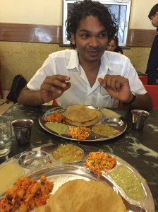 someone was pretty excited about his lunch. bangalore, india. march 2015.