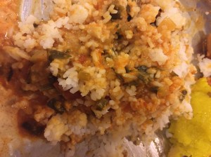 sambar rice as part of mtr's lunch thali. bangalore, india. march 2015.