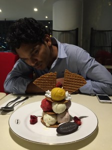 he couldn't get over how much ice cream we had managed to order. bangalore, india. april 2015.