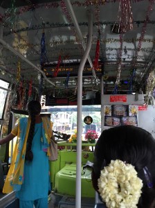 colourful ride to work on thursday morning. bangalore, india. april 2015.
