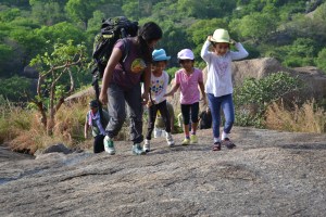 shonali leads her youngest troops. savandurga, india. may 2015.