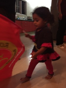 someone enjoyed running around the house with my banner. bangalore, india. may 2015.