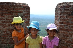 the three musketeers. savandurga, india. may 2015.