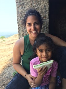 with my peanut at the top of savandurga. savandurga, india. may 2015.