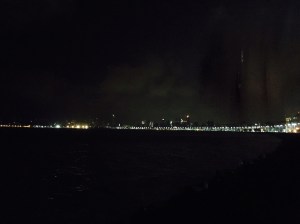marine drive at night to see the queen's necklace all lit up. bombay, india. may 2015.