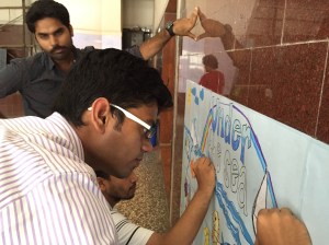 engineers love to colour. bombay, india. may 2015.