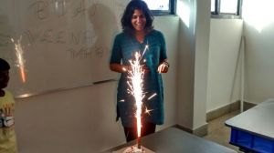 one of my centers got me a cake for my birthday with a pretty awesome candle. bangalore, india. july 2015.