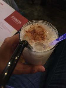 trying the horchata at chinita. bangalore, india. july 2015.