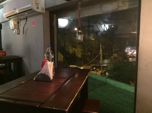 another table with a view. bangalore, india. july 2015.