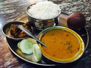 delicious ragi mudde lunch. bangalore, india. august 2015.