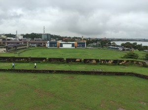 looking down on the galle cricket ground from the fort wall. galle, sri lanka. september 2015.