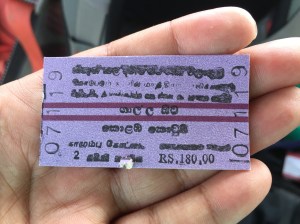 adorable train tickets. galle, sri lanka. october 2015.