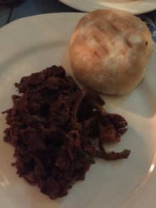 a plate full of goan sausages. bangalore, india. october 2015.