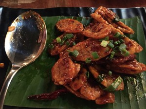 delicious honey chilli lotus stem starter. bangalore, india. october 2015.