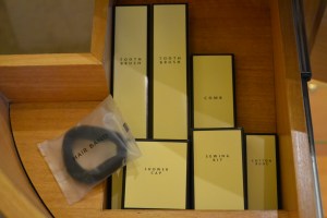 complimentary toiletries. bangalore, india. october 2015.