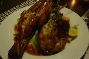 jumbo prawns at fortaleza. galle, sri lanka. september 2015.