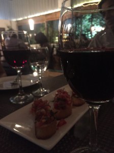 wine and bruschetta at cafe max. bangalore, india. october 2015.